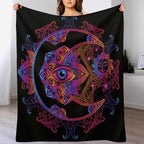 Boho Chic Throw Blanket Crescent Moon and Sun with Elements of The Mandala Pattern Blanket for Sofa Bed Couch Chair Or Dorm 30"x40"