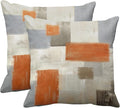 Emvency Set of 2 Orange Beige and Grey Throw Pillow Covers Modern Abstract Painting Decorative Pillow Cases Home Decor Standard Square 26x26 Inches Pillowcases