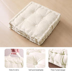 Square Floor Pillows, Large Floor Cushion for Adults Kids, Meditation Floor Pillow Seating Cushion with Shredded Memory Foam and Silk Wadding, 20"x20"x5" Ivory