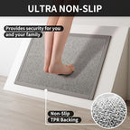 Kitchen Rugs Non Slip Washable, Super Absorbent Kitchen Mats for Floor, Rubber Backing Jute-Like Braid Kitchen Sink Mat Runner Rug Standing Mat, Easy to Clean, Gray 17"x47"