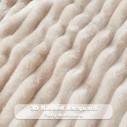 NEWCOSPLAY Super Soft King Blanket Linen Premium Silky Flannel Fleece 3D Ribbed Jacquard Lightweight Bed Blanket All Season Use (Linen Ribbed, King(90"x110"))
