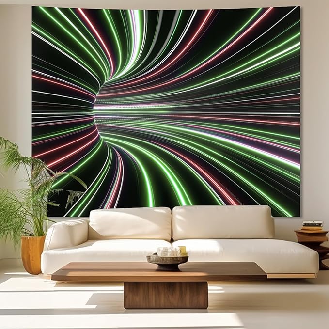 Extra Large Blacklight 3D Wall Decor Tapestry for Gamer Bedroom Gaming Room 71"X90", 3D Illusion Glow in The Dark Wall Hanging Backdrop for Men Guys Game Room Cinema, UV Reactive 3D Poster for Living