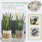 2 Pack Plant Caddy with Wheels,12" Rolling Plant Stand 165 LBS Heavy Duty with Hidden 360 ° Rotating Silent Wheel Wheels for Outdoor Indoor Large Plant Pots, Flower Pot, Patio