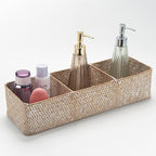 Seagrass Storage Basket for Bathroom, Wicker Toilet Basket Tank Topper, Woven Storage Box for Organizing (Whitewash, 16.5" x 5.5" x 3.5")