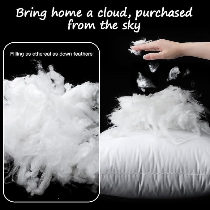 Artscope Synthetic Down Lumbar Pillow Insert, 14x24 Down Alternative Throw Pillow Insert. Ultra Soft Fluffy Sleeping Pillow with 100% Cotton Cover, Decorative Pillows-White.