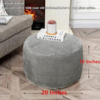 Asuprui Pouf Ottoman Unstuffed Pouf Ottoman Foot Rest No Filler Foot Stool Floor Pouf 20x20x12 Inches Fuzzy Chair Floor Chair Foot Rest with Storage for Living Room Bedroom Light Gray Pouf Cover