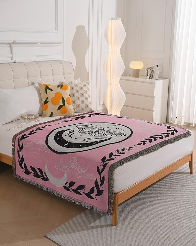 Erke Chair Recliner Cover Boho Throw Blanket Hippie Living Room Decor Wall Hanging Tapestry Outdoor Picnic Camping Rug Mattress Beach Towel Sofa Furniture Slipcover Bohemian 50”x70” The Butterfly Pink
