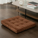 Floor Pillow for Sitting, Large Velvet Floor Seating Cushion for Adults, Tufted Big Pillow for Meditation, Yoga & Living Room, Machine Washable, 22x22 Inch, Brown