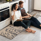 KIMODE Kitchen Anti Fatigue Mats, Farmhouse Kitchen Rugs Sets of 2, Memory Foam Kitchen Mats for Floor, Waterproof Standing Mat for Sink, Laundry, Office, Desk Brown/Gray 17"x59"+17"x29"