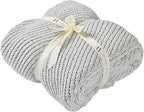 Amélie Home Chevron Chenille Knit Throw Blanket for Couch, Cozy Texture Decorative Soft Blanket for Sofa & Chair, 60"x80", Light Grey