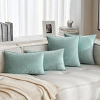 MIULEE Blue Grey Velvet Throw Pillow Covers 20x20 Soft Decorative Solid Square Cushion Cases Pack of 2 Modern Luxury Home Decor for Couch, Sofa, Bedroom