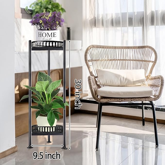 Plant Stand Indoor Outdoor, 30'' Tall Plant Stands, 2 Tier Metal Planter Stand, Flower Stand Plant Pot Holder for Living Room, Corner, Deck