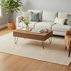 Jute Cotton Hand Woven Natural Farmhouse Area Rug for Living Room Bedroom Kitchen Hallway Entryway- Rustic Vintage Bohemian Decor - (5' x 7' Cotton Jute)