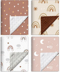 Tiamon 4 Pack Boho Rainbow Baby Blankets for Girl Boy Newborn Unisex Baby Quilts Boho Toddler Blanket Double Layer Dot Back 30 x 40 in Soft Gender Neutral Shower Gift Nursery Stroller