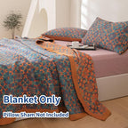100% Cotton Muslin Blanket Jacquard Bohomian Mandala Floral Print Quilt, Soft Bed Cover 3 Layers Reversible Bedspread Coverlet Breathable Lightweight Bedding King(98"x94"), No Pillow Sham