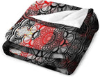 Black Red Mandala Throw Blanket Abstract Yellow Red Black Boho Floral Modern Blanket for Sofa Bed Couch Chair Or Dorm 70"x80"