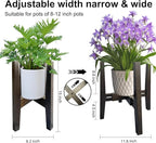Adjustable Plant Stand Indoor Bamboo Mid Century Modern Plants Stand Corner Plants Flower Holders Single Floor Plant Stands- 8.2-11.8 in (Pot & Plant Not Included) (Tea, （8.2-11.8in）)