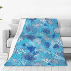 Turtle Throw Blanket Soft Flannel Blanket 60"x50" in Bed Blanket Home Decor for Room Sofa Couch All Season