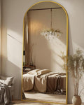 Antok 71" x28” Arched Full Length Floor Mirror, Gold Aluminum Frame, Free Standing/Wall Mount/Leaning for Bedroom, Living Room, Dressing Room