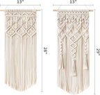 Mkono 2 Pcs Macrame Woven Wall Hanging Boho Chic Geometric Art Decor - Beautiful Bedroom Nursery Apartment Home Decoration, Gift for Girls Adults Birthday Christmas, 28" L x 13" W