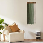 HVEST Green Macrame Wall Hanging Boho Wall Decor Green and Beige Yarn Wall Art for Living Room Bedroom Office Nursery Apartment Yoga Room Decor, 38.5L X 15.7W inches