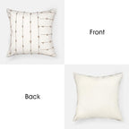 AELS 18x18 Decorative Boho Linen Throw Pillow Covers, Modern Farmhouse Textured Pillow Case, Set of 2, Tufted Stitch Stripe Cushion Cover for Bed Sofa Couch Living Room (Cover ONLY), Khaki