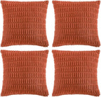 Fancy Homi 4 Packs Boho Burnt Orange Fall Decorative Throw Pillow Covers 20x20 Inch for Couch Bed Sofa, Rustic Modern Farmhouse Home Decor, Soft Plush Corduroy Square Cute Cushion Case 50x50 cm