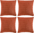 Fancy Homi 4 Packs Boho Burnt Orange Fall Decorative Throw Pillow Covers 22x22 Inch for Couch Bed Sofa, Rustic Modern Farmhouse Home Decor, Soft Plush Corduroy Cute Square Cushion Case 55x55 cm
