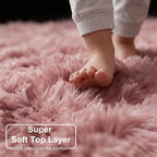 Blush Pink Fluffy Round Rug 4Ft for Bedroom, Fuzzy Furry Circle Area Rugs for Kids Room Decor Aesthetic, Shaggy Circular Carpet for Girls Nursery Dorm Baby Teen, Cute Neutral Dusty Rose Mauve Rug
