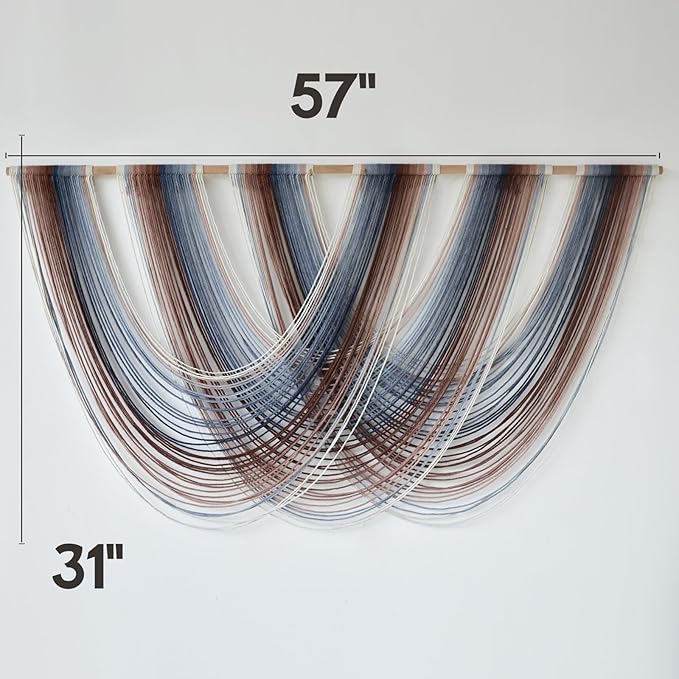 Macrame Wall Hanging Boho Wall Decor Red Blue Gradient Fiber Wall Art Handmade Yarn Wall Decor for Living Room Bedroom Nursery Apartment 57" W x 31" L