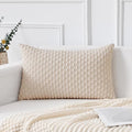 Kevin Textile 14x20 Inch Pillow Cover 1 Pack Boho Decorative Soft Striped Corduroy Lumbar Farmhouse Solid Color Accent Rectangle Cushion Case for Living Room Couch Sofa Bed, Cream White