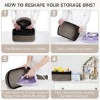 3-Pack Shelf Baskets for Organizing, Closet Organizer Bins, Small Woven Baskets, Rope Toy Basket, Storage Basket for Shelves, Cube Decorative Box, 11.8×7.8×5.1”, Black Brown