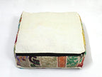Mam Treasures Indian Bohemian Decorative Pillow Vintage Cushion Cover Patchwork Square Floor Pillow Cover Meditation Cushion Large Floor Pillow Indian Cushion (White, 22 X 22 X 5 Inch)