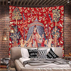 FEASRT European Royal Tapestry Unicorn with Lion, Large 40x30 Inches Soft Flannelette, for Bedroom, Living Room, Dorm
