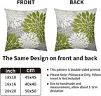 Lime Green White Grey Gray Pillow Covers 22X22 Inch Set of 2, Modern Dahlia Floral Print Decorative Throw Pillow Covers Outdoor Farmhouse Cushion Case for Home Couch Sofa Bed Decoration