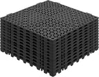 VEVOR Modular Interlocking Cushion, 12 Pack 12" x 12" Splicing Drainage Mats, Soft PVC Interlocking Drainage Floor Tiles, Non-Slip Drainage Holes for Restroom, Bathroom, Kitchen, Pool, Wet Areas, Blac