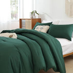 ROSGONIA King Size Comforter Set Emerald Green, 3pcs (1 Boho Dark Forest Comforter & 2 Pillowcases), All Season Blanket Lightweight Bedspreads Quilt