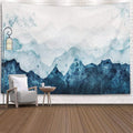 EMMTEEY Tapestries,Tapestries Décor Living Room Bedroom for Home Inhouse by Printed 60X50 Inches Blue Mountains Silhouette Fading in Distance Perspective Watercolor Painting On Paper