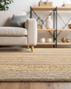 DEXI Jute Area Rug Natural Fiber 4x6 Oval, Woven Braided Durable Farmhouse Design Rugs for Living Room, Bedroom Dinning Room Office Outdoor Patio, Natural/Beige