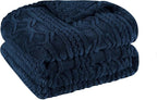 Superior Fleece Boho Jacquard Blanket, Decorative Blankets for Bedroom, Sofa, Fuzzy, Plush, Fluffy, Soft, Cute Room Decor, Beautiful Cover, Comfort Essentials, Arctic Collection, Throw, Navy Blue