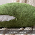 MIULEE Pack of 2 Moss Green Decorative Pillow Covers 18x18 Inch Soft Chenille Couch Spring Throw Pillows Farmhouse Cushion Covers for Home Decor Sofa Bedroom Living Room