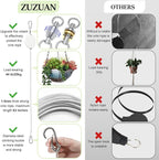 2 Pcs Upgraded Heavy Duty Retractable Plant Hanger,Plant Pulleys for Hanging Plants,Easy to Raise and Lower,Auto Lock,Adjustable Hook for Garden Baskets Pots,Birds Feeder and Wind Chime,White