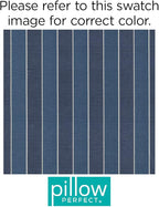 Pillow Perfect Stripe Indoor/Outdoor Chair Seat Cushion, Tufted, Weather, and Fade Resistant, 19" x 19", Blue/White Wickenburg, 2 Count