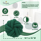Uvvyui Knot Pillows, 14 Inch Decorative Throw Pillows Round Pillows Cushion, Soft Handmade Knotted Ball Pillow Plush Cushion Home Decor for Bed Couch Living Room (Dark Green, 14 Inch)