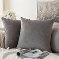 MIULEE Velvet Throw Pillow Covers 18x18 Inch, Pack of 2 - Grey, Super Soft Decorative Square Cushion Cases Modern Luxury Home Decor for Sofa, Couch, Bed, Bedroom Livingroom