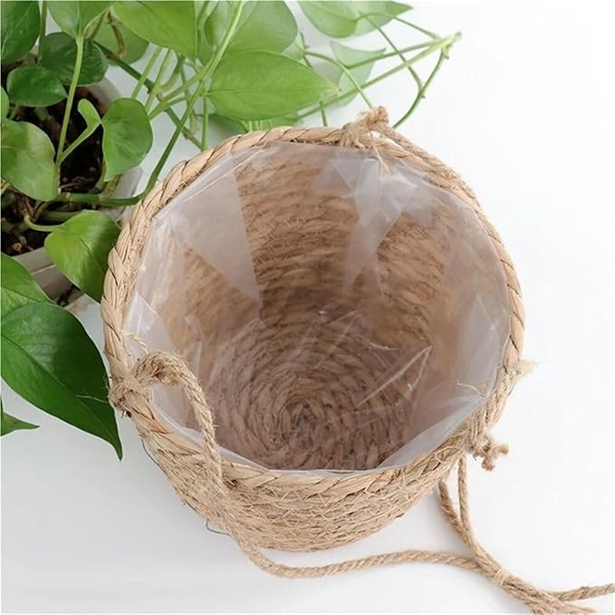 Garden Hanging Planter Storage Basket Jute Rope Woven Indoor Outdoor Flower Pot Holder Plant Hangers Home Decor