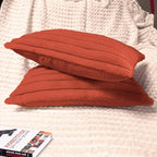 2 Pack 12x20 Pillow Cover Velvet Pillow Covers, Faux Fur Oblong Throw Pillow Covers for Living Room Decorations Throw Pillow Case, Throw Pillow Cover Cushion Cover for Home Sofa Bedroom Car, Rust