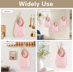 100% Linen Hanging Storage Bags Baskets 2 Pcs, Small Wall Storage Bag for Kitchen, Bedroom, RV Camper Organizer, Sewing Room, Nursery Storage, Kids Room (Pink)