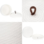 Sea Team Round Cotton Rope Storage Basket with Lid, Decorative Woven Storage Bin, Pot, Caddy, Organizer, Container for Snacks, Towels, Plants, 10 x 4.5 Inches (Small, Shallow, White)