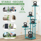 TOSKING 5-Tier Metal Plant Stand, Anti-Tip Round Base for Pots, Child & Pet Friendly, Space Saving Corner Shelf Flower Pot for Indoor Outdoor Use, Living Room Balcony Garden Patio Bedroom (Blue, 38in)